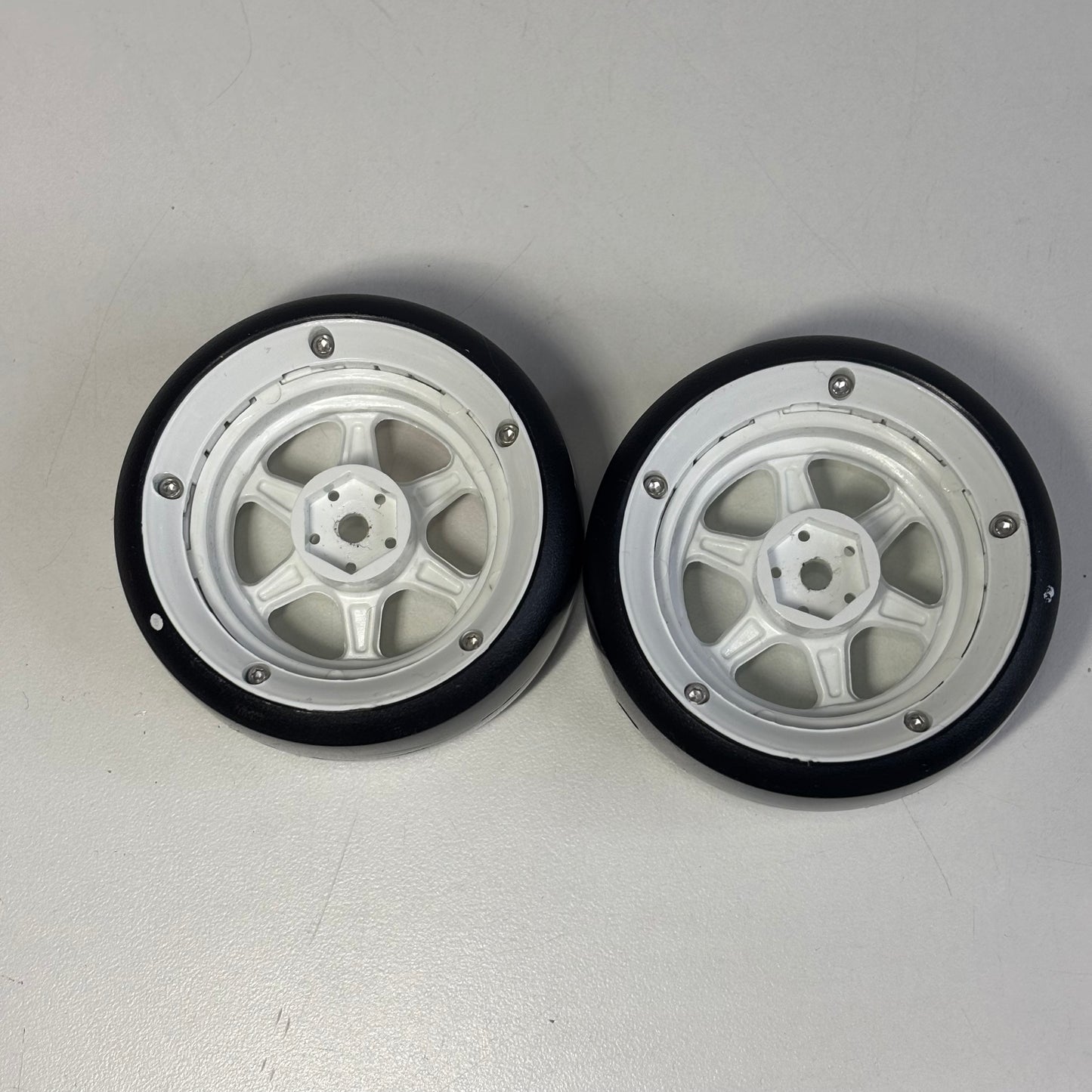 DS Racing Adjustable Offset White Drift Element Wheels With MST White Dot Tyres Pair