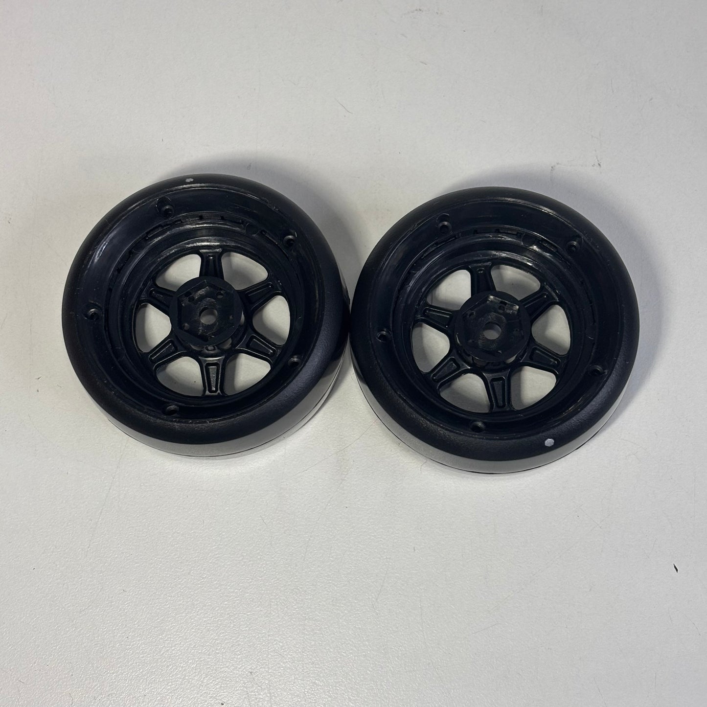DS Racing Adjustable Offset Black Drift Element Wheels With MST White Dot Tyres Pair