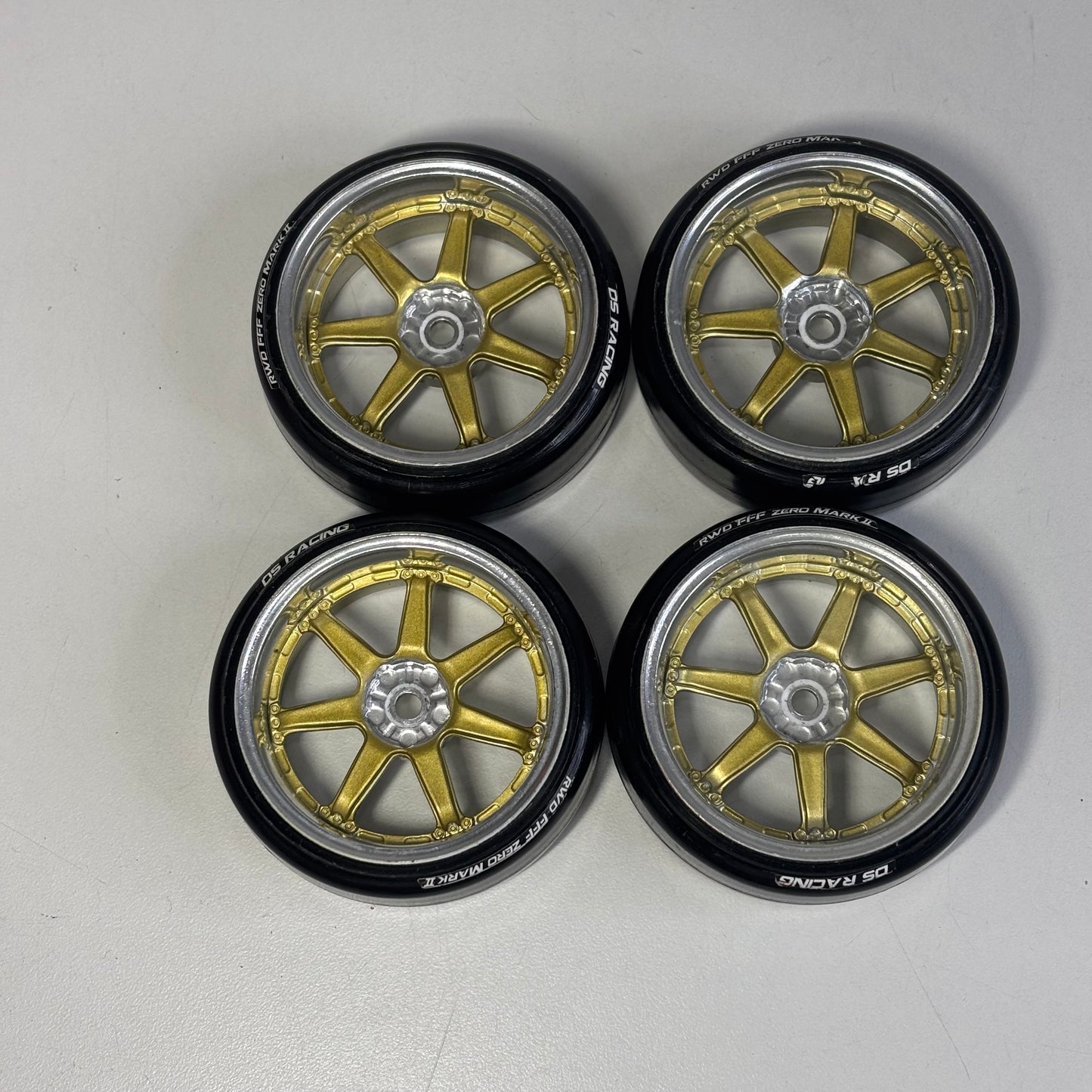 Yokomo Silver/Gold 6mm Offset Wheels With DS Racing RWD FFF Zero MK2 Tyres