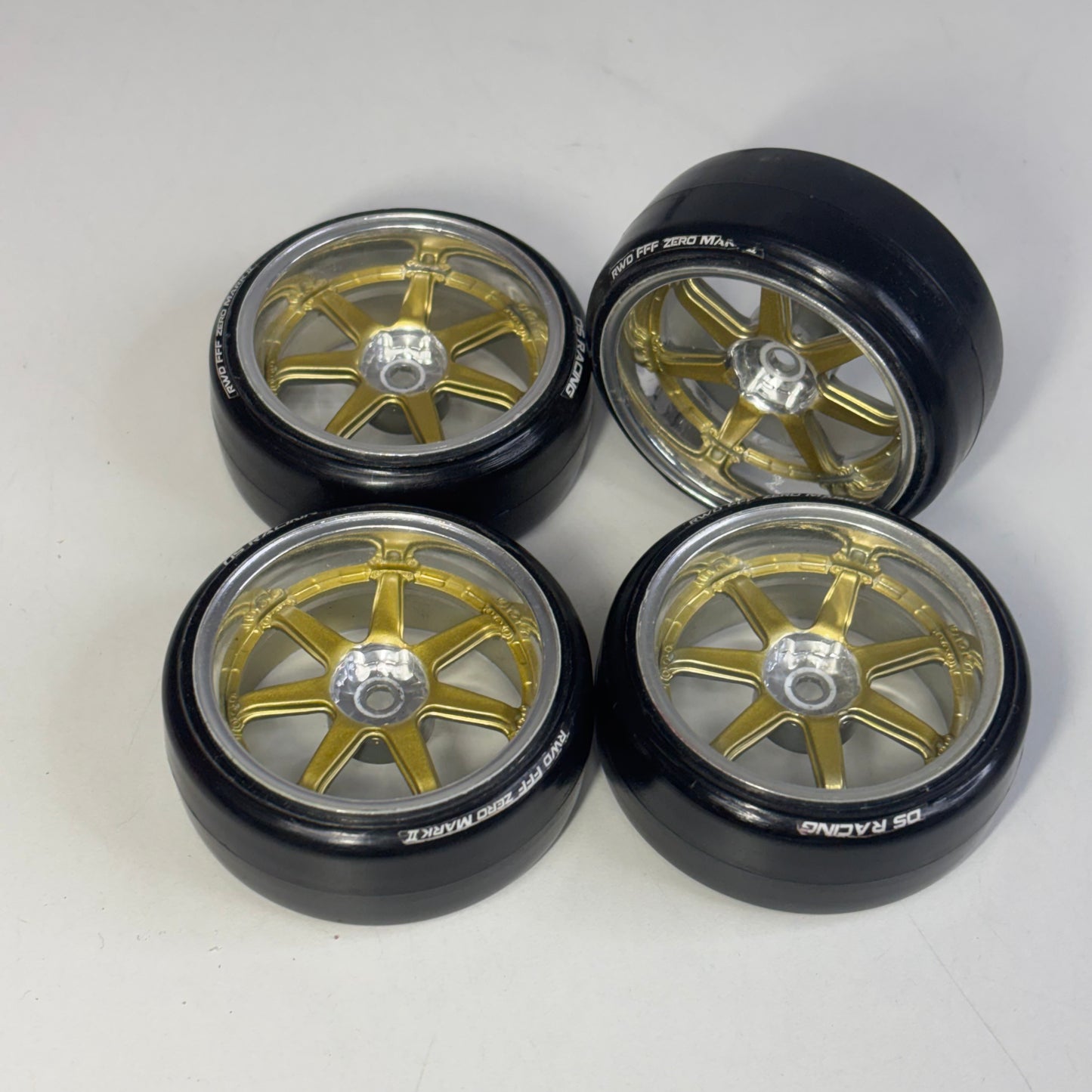 Yokomo Silver/Gold 6mm Offset Wheels With DS Racing RWD FFF Zero MK2 Tyres