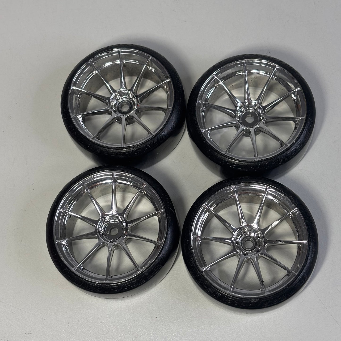 MST Chrome 7mm Offset Wheels With MST White Dot Tyres