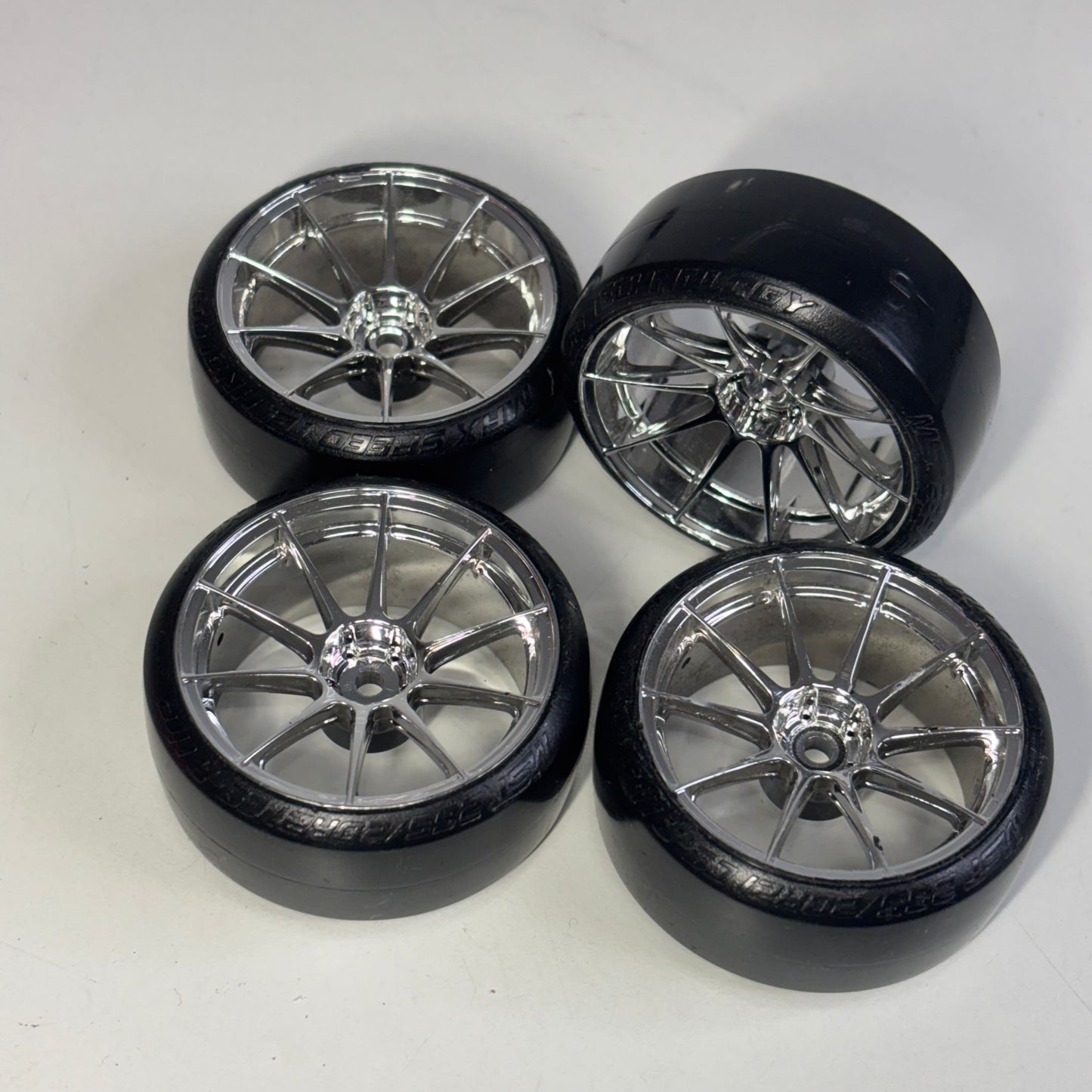 MST Chrome 7mm Offset Wheels With MST White Dot Tyres