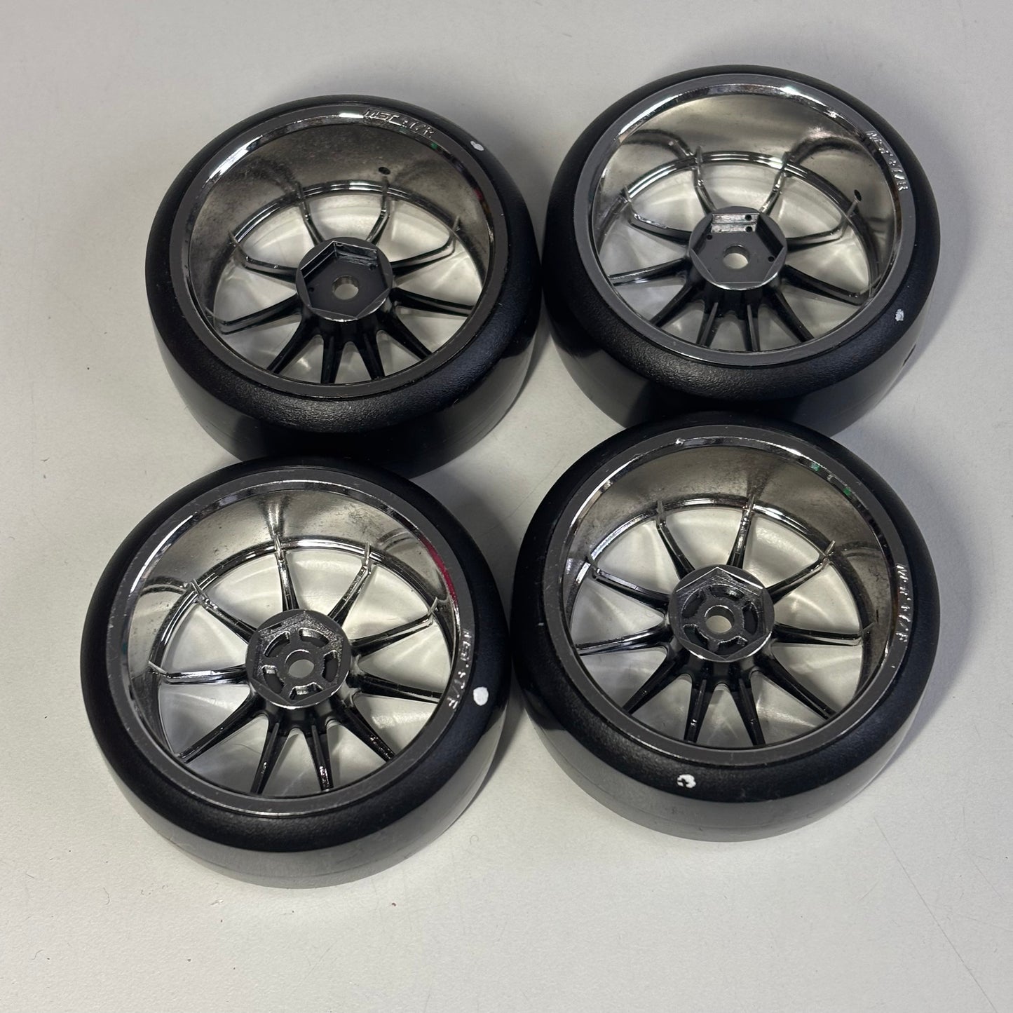 MST Chrome 7mm Offset Wheels With MST White Dot Tyres