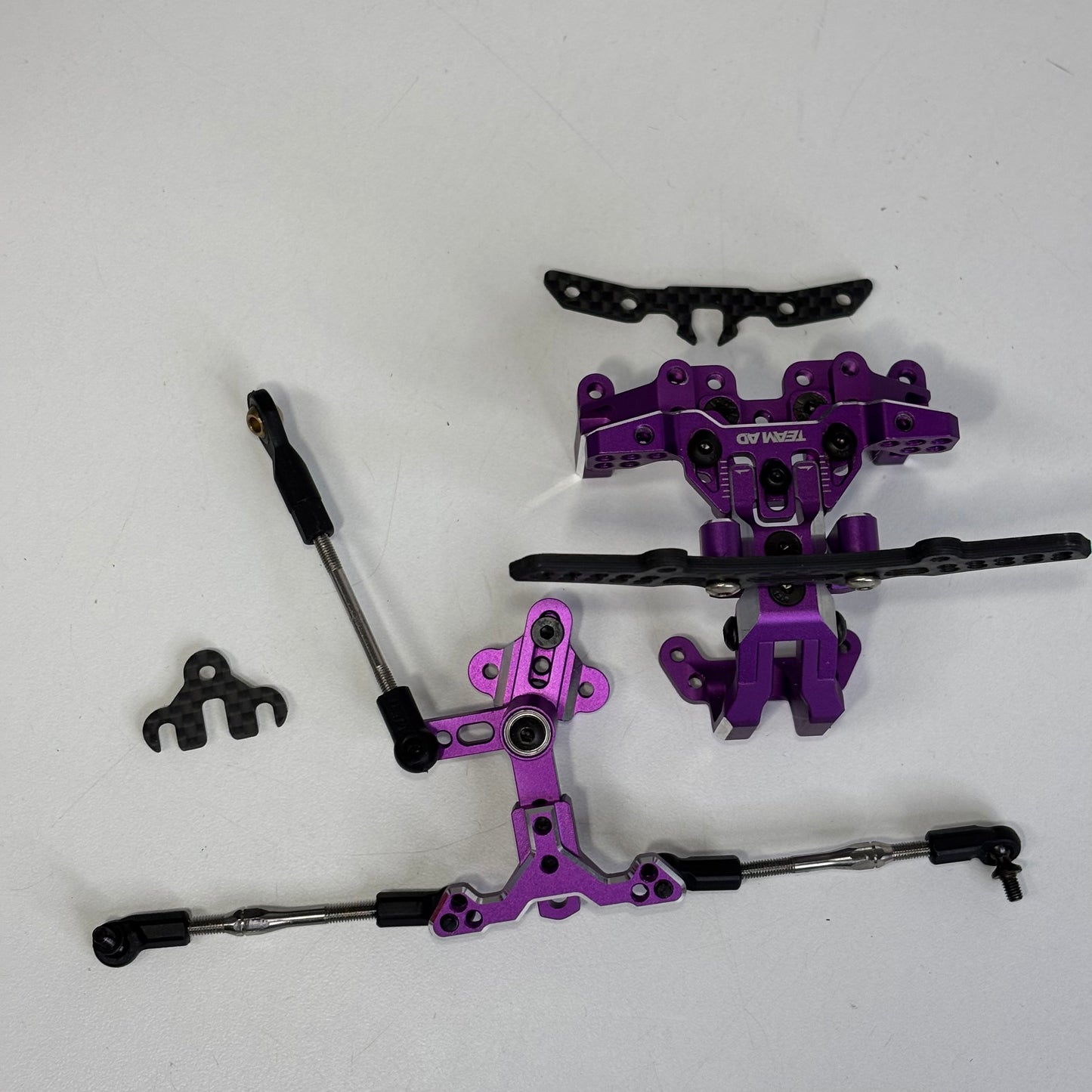 Team AD XF Purple Alloy Front Bulkhead & Steering Conversion RD2 RDX YD2 MC1