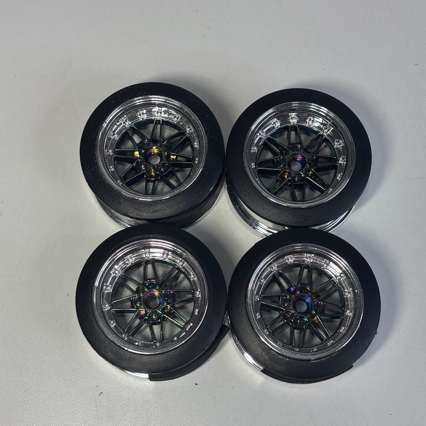 3Racing Chrome Oil Slick Wheels Inch Down
