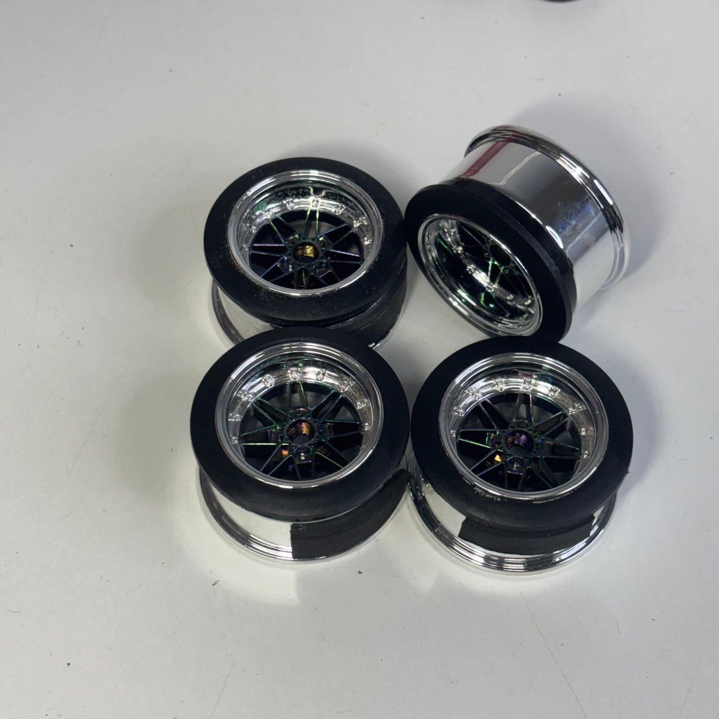 3Racing Chrome Oil Slick Wheels Inch Down