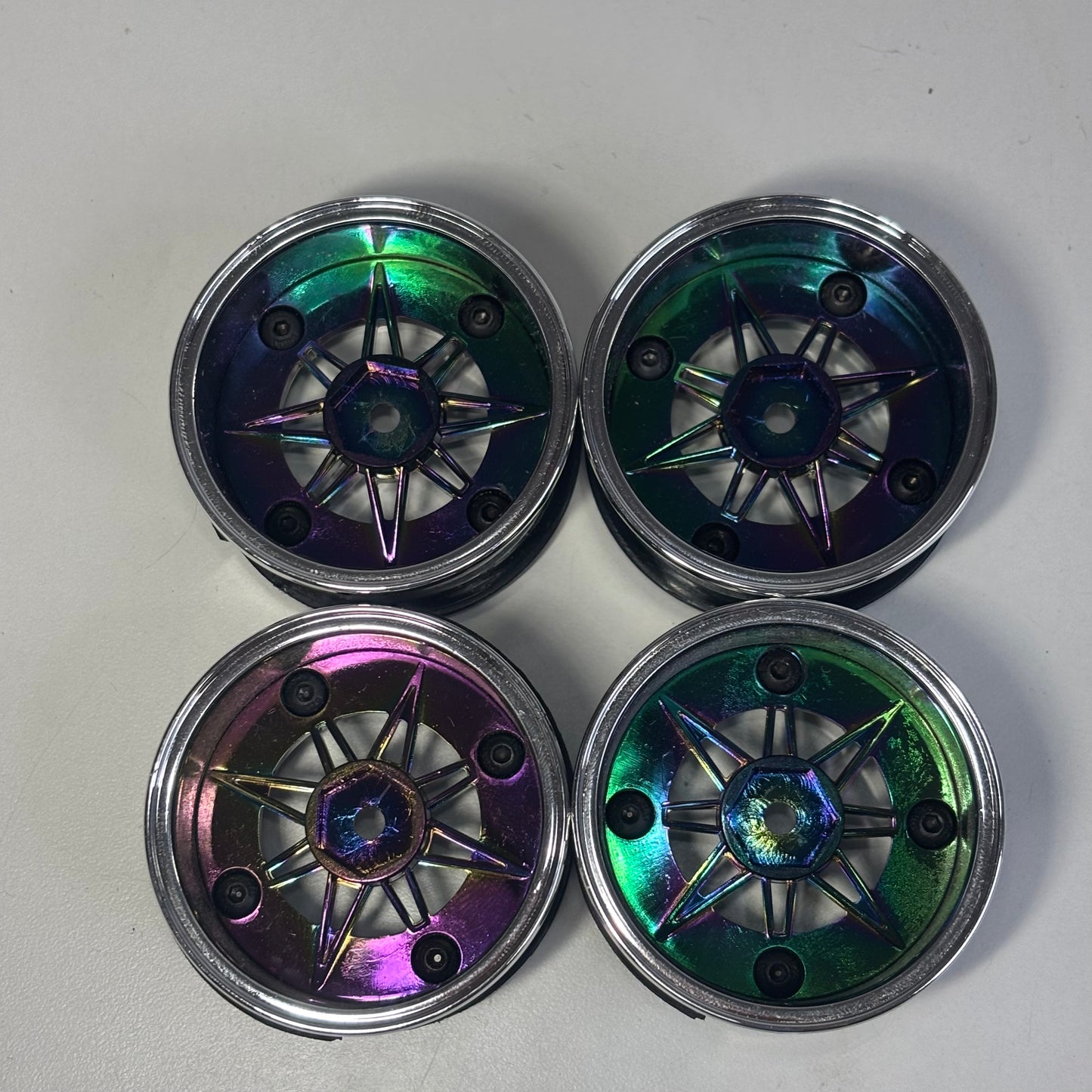 3Racing Chrome Oil Slick Wheels Inch Down