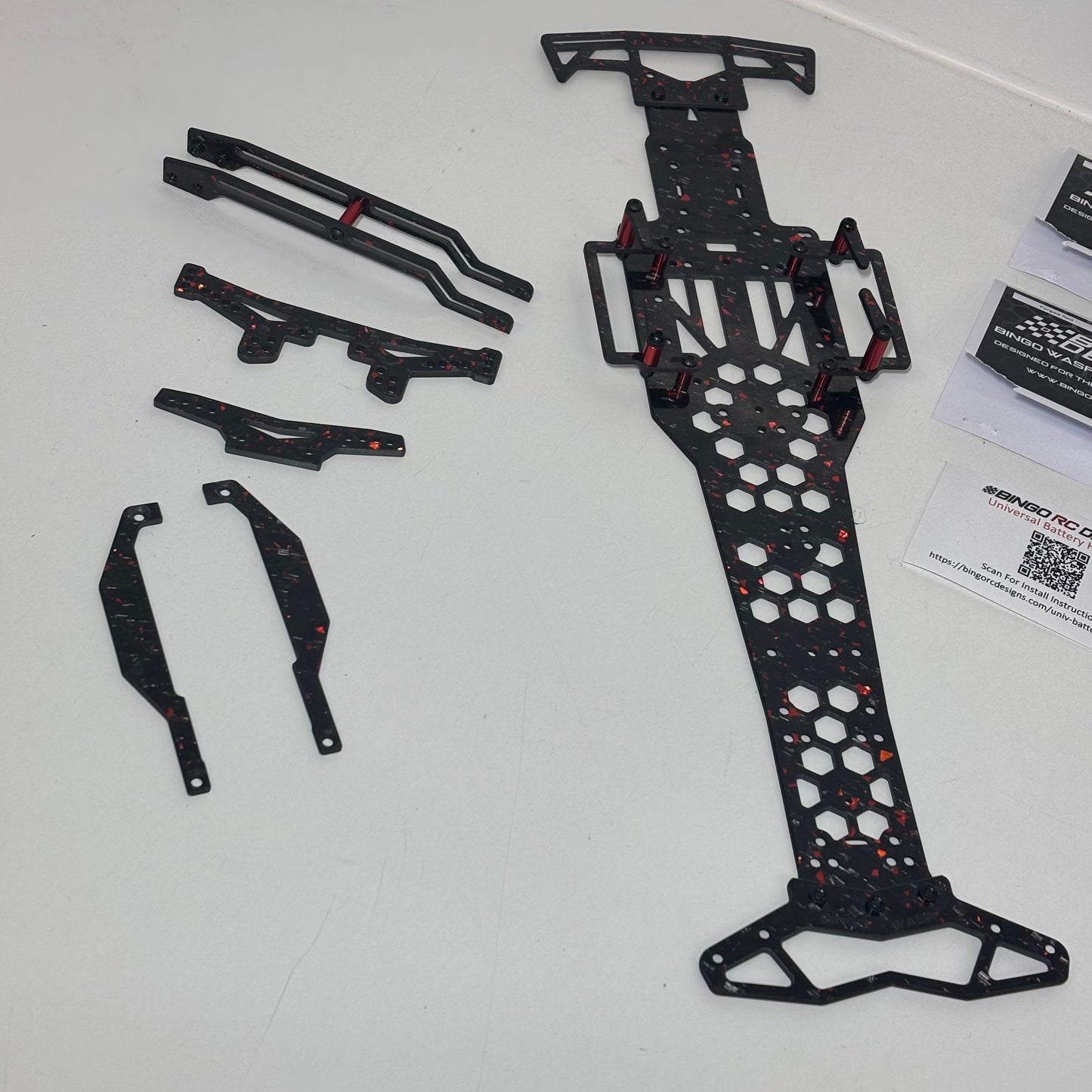 MST Bingo RC Designs Wasp MRX Chassis Forged Carbon Red With Extra's