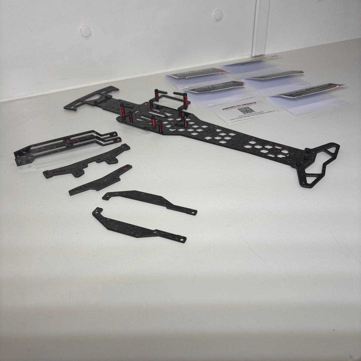 MST Bingo RC Designs Wasp MRX Chassis Forged Carbon Red With Extra's