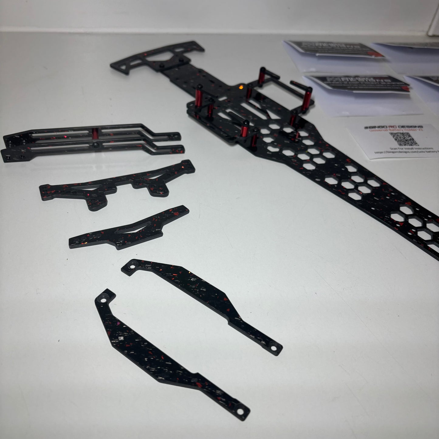 MST Bingo RC Designs Wasp MRX Chassis Forged Carbon Red With Extra's