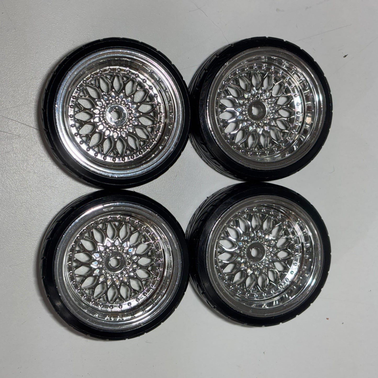 Chrome Wheels With Tyres Offset 9mm BBS Mesh Style