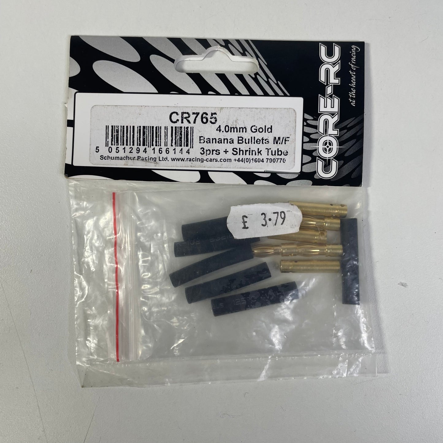 Core-RC 4.0mm Gold Banana Bullets M/F 3prs + Shrink Tube CR765