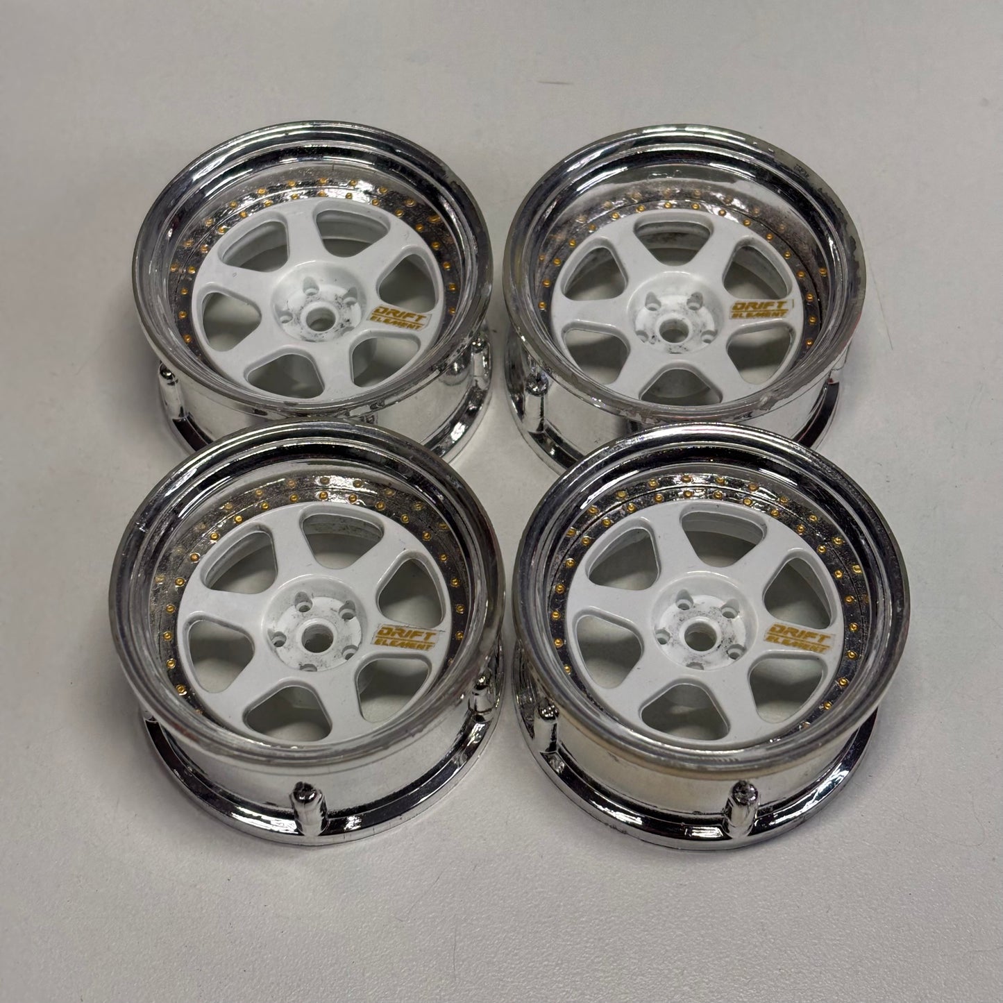Drift Elements Adjustable Offset Wheels Chrome White