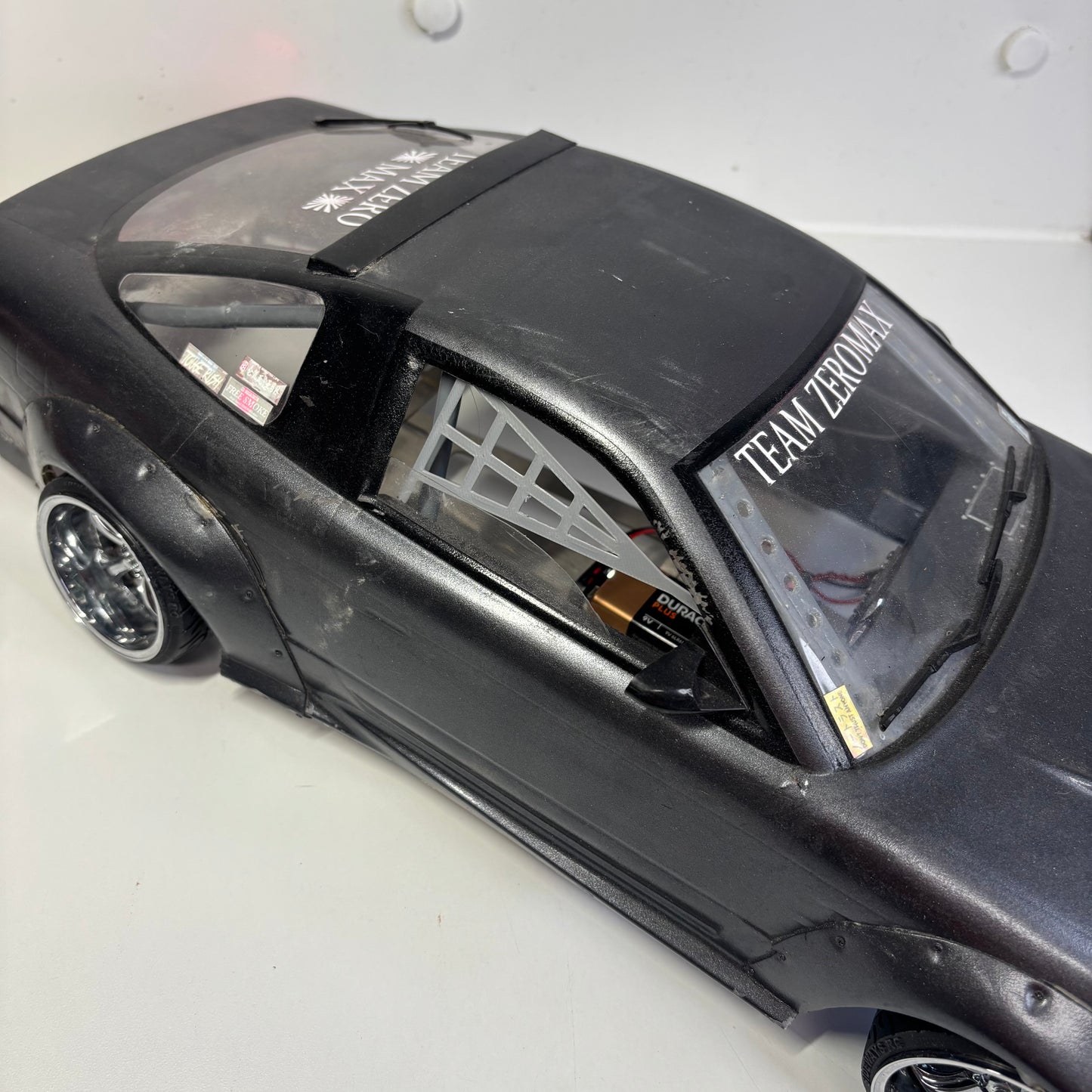 Team Zeromax Nissan 180SX Bodyshell Grey With LED's & Backfire